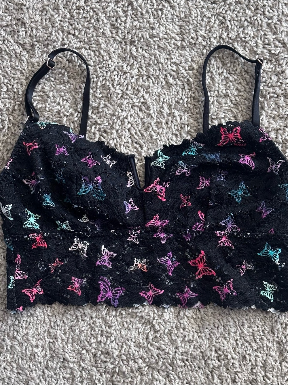 Victoria’s Secret PINK black lace butterfly bralette Size M